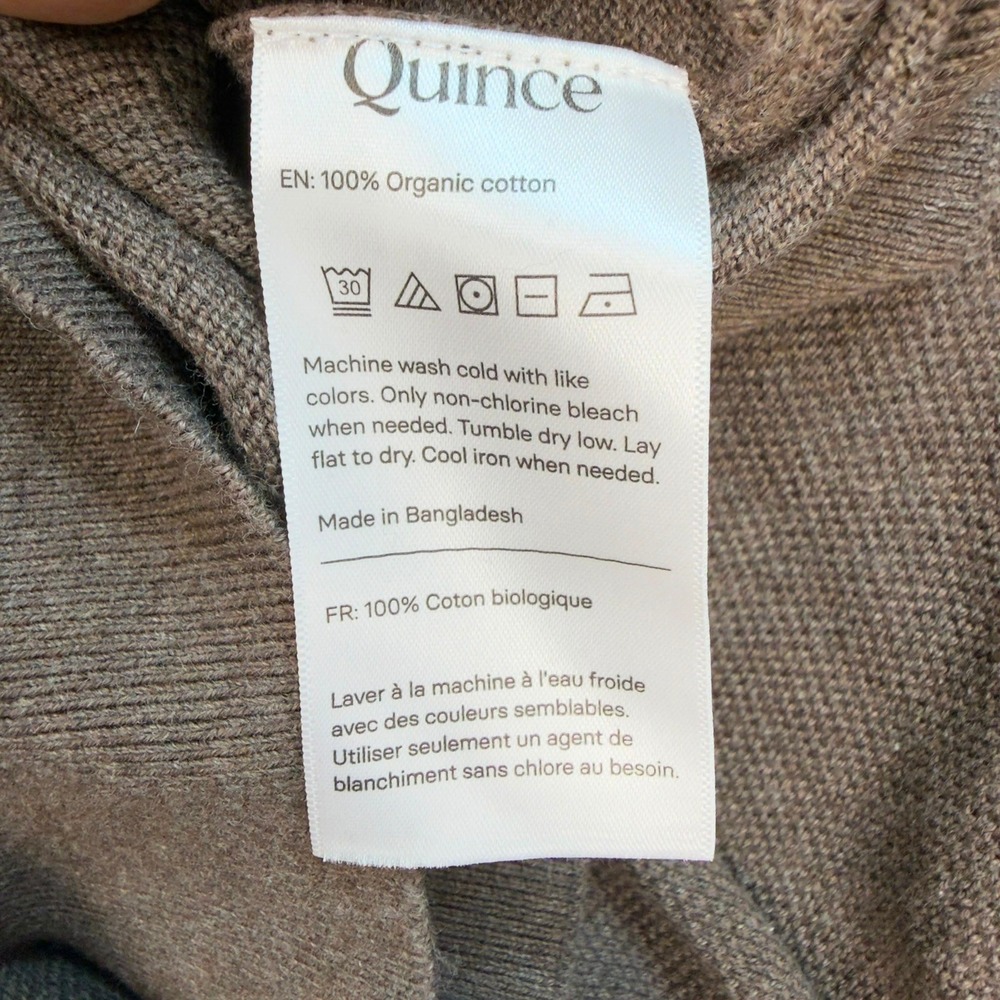 Quince Organic Cotton Pique Crewneck Sweater Heather Brown Men's Medium - Picture 5 of 7